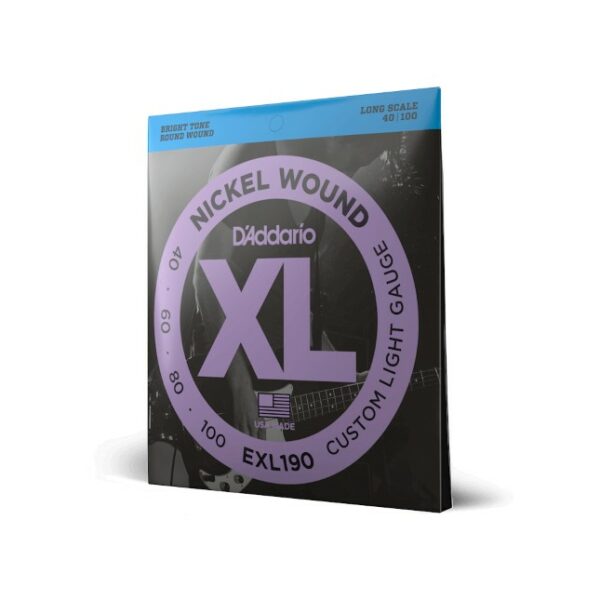 D'Addario Exl190 Nickel Wound Bass, Custom Light, 40-100, Long Scale