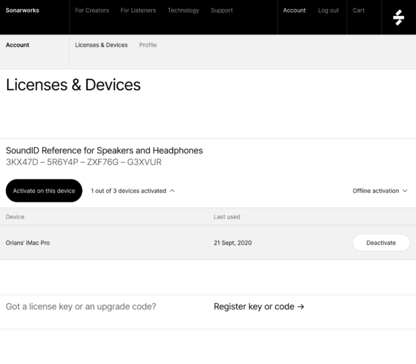 SONARWORKS Upgrade da Reference 4 HE a SoundID per Cuffie - Codice - Pronta Consegna