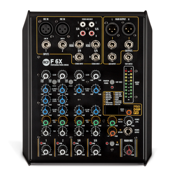 RCF F6X MIXER 6 CANALI CON PROCESSORE EFFETTI INTEGRATI F-6-X