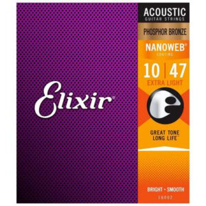 ELIXIR 16002 NANOWEB EXTRA LIGHT PHOSPHOR BRONZE MUTA PER CHITARRA ACUSTICA