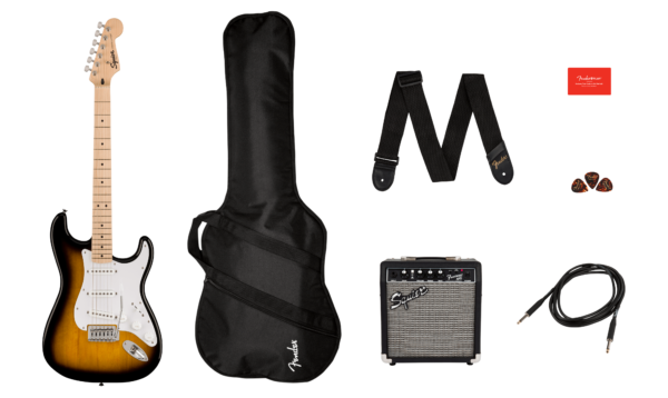 SQUIER SONIC STRATOCASTER PACK CHITARRA ELETTRICA SUNBURST STRATOCASTER  + AMPLIFICATORE FENDER 10G
