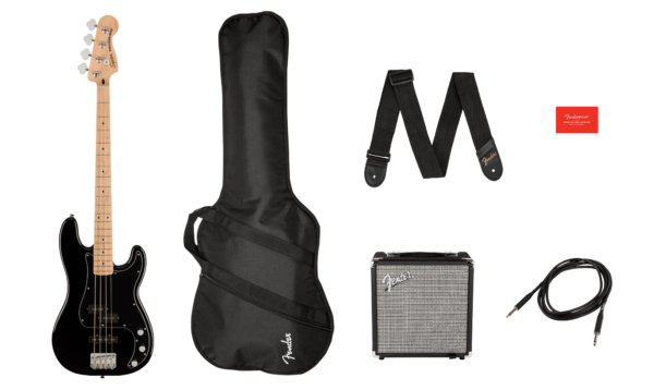 SQUIER BY FENDER AFFINITY PRECISION PJ BASS MN BLACK R15 PACK KIT CON BASSO ELETTRICO, AMPLIFICATORE