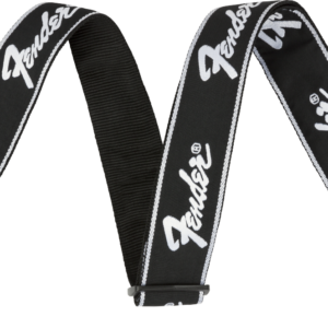 FENDER QUICKGRIP RUNNING LOGO B/W STRAP TRACOLLA PER CHITARRA