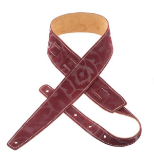 Magrabò Holes HS Embossed Damasco Bordeaux 6 cm- Guitar Strap Made in Italy