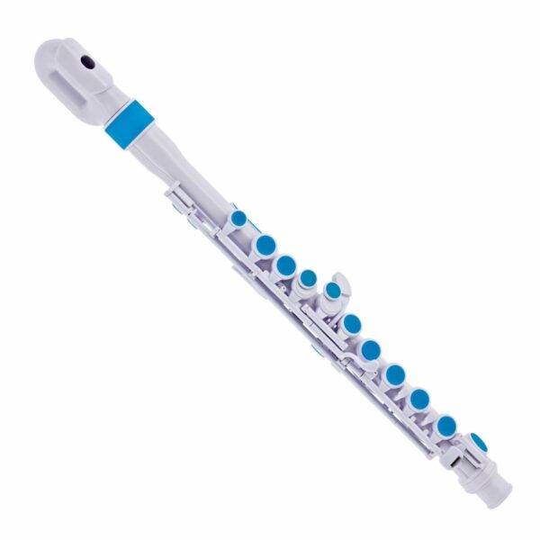 NUVO JFLUTE 2.0 WHITE-BLUE FLAUTO TRAVERSO PER BAMBINI DISCENDENTE AL RE IN PLASTICA NOVITA' ASSOLU