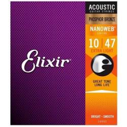 Elixir NANOWEB 10-47 16002 ACOUSTIC Guitar Strings – Phosphor Bronze