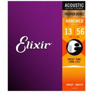 Elixir 16102 Nanoweb Acoustic Strings Set 13-56 Phosphor Bronze