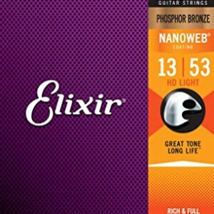 Elixir 16182 Nanoweb Acoustic Guitar Strings Set 13-53 Phosphor Bronze
