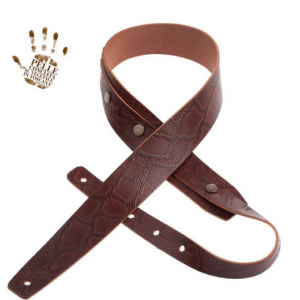 Magrabò Buttons BC Embossed Snake Marrone Scuro 5 cm – Guitar Strap Made in Italy