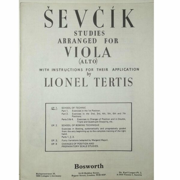 SEVCIK STUDIES ARRANGED FOR VIOLA ( ALTO ) METOLO LIBRO EDIZIONI BOSWORTH