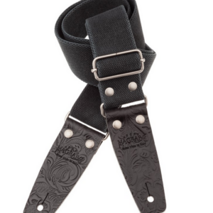 Magrabò Stripe SC Entry Olded Nero 5 cm terminali Embossed Flores Nero fibbia Argento Antico