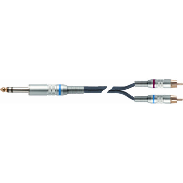 QUIKLOK S217-1 bk cavo 1 jack stereo 6,3 / 2 rca 1 mt