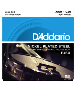 D’ADDARIO EJ60 MUTA CORDE PER BANJO A 5 CORDE NICKEL TENSIONE BASSA 9-20 EJ-60