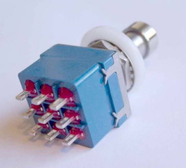 TAD 3PDT Push switch, metal, solder lug terminals