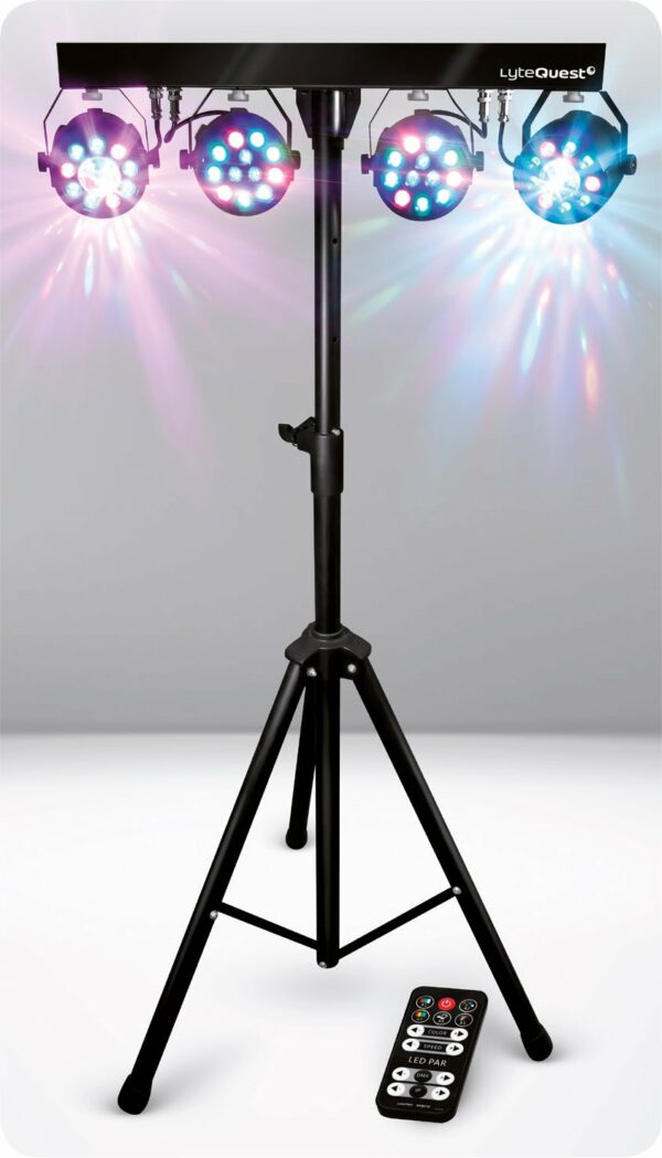 LYTE QUEST XPERFORMER BAR - KIT EFFETTI LUCE COMPLETO DI SUPPORTO, BARRA CON INTERFACCIA DMX E 4 FAR