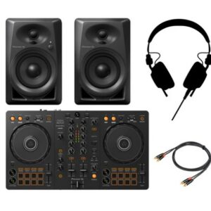 Pioneer Dj DDJ-FLX4 Controller + Casse DM-40D-BLK + HDJ-CX-K Cuffia + Cavo RCA