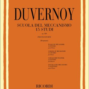 DUVERNOY SCUOLA DELL MECCANISMO 15 STUDI OP.120 PER PIANOFORTE METODO LIBRO EDIZIONI RICORDI COPERTN