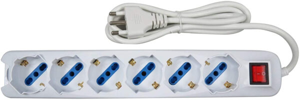 KARMA CC9569 CIABATTA PROLUNGA PRESA ELETTRICA MULTIPRESA CON 6 INGRESSI E INTERRUTTORE