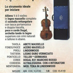 DOMUS MUSICA  VL4100 ALLIEVO 1 VIOLINO DA STUDIO 4/4 CON CUSTODIA  VL-4100