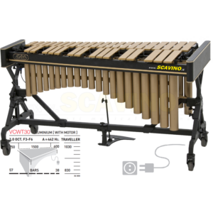 ADAMS VCWT30G VIBRAFONO CONCERT 3 OCT.  (F3-F6), bars 57-38mm, Traveler frame, con motor, gold bars