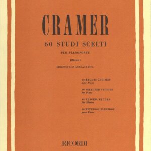CRAMER 60 STUDI SCELTI PER PIANOFORTE METODO LIBRO EDIZIONI RICORDI