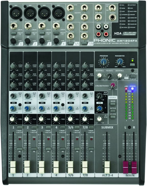 PHONIC AM1204FX MIXER 8 CANALI CON EFFETTI DIGITALI AM-1204-FX