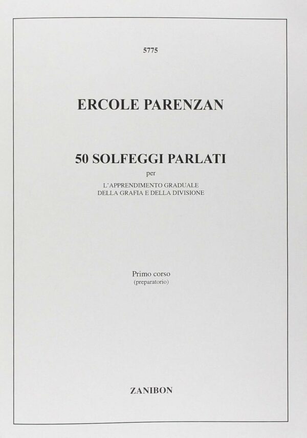 ERCOLE PARENZAN 50 SOLFEGGI PARLATI METODO LIBRO EDIZIONI ZANIBON