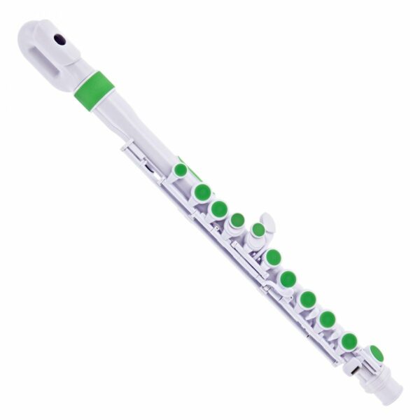 NUVO JFLUTE 2.0 WHITE- GREEN FLAUTO TRAVERSO PER BAMBINI DISCENDENTE AL RE IN PLASTICA NOVITA' ASSO