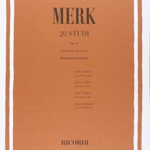 MERK 20 STUDI OP.11 PER VIOLONCELLO LIBRO METODO EDIZIONE RICORDI ( COPERTINA ESTERNA PARTE POSTERIO