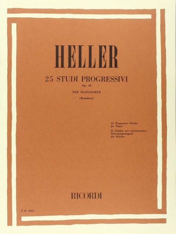 HELLER 25 STUDI PROGRESSIVI OP.46 PER PIANOFORTE LIBRO METODO EDIZIONI RICORDI