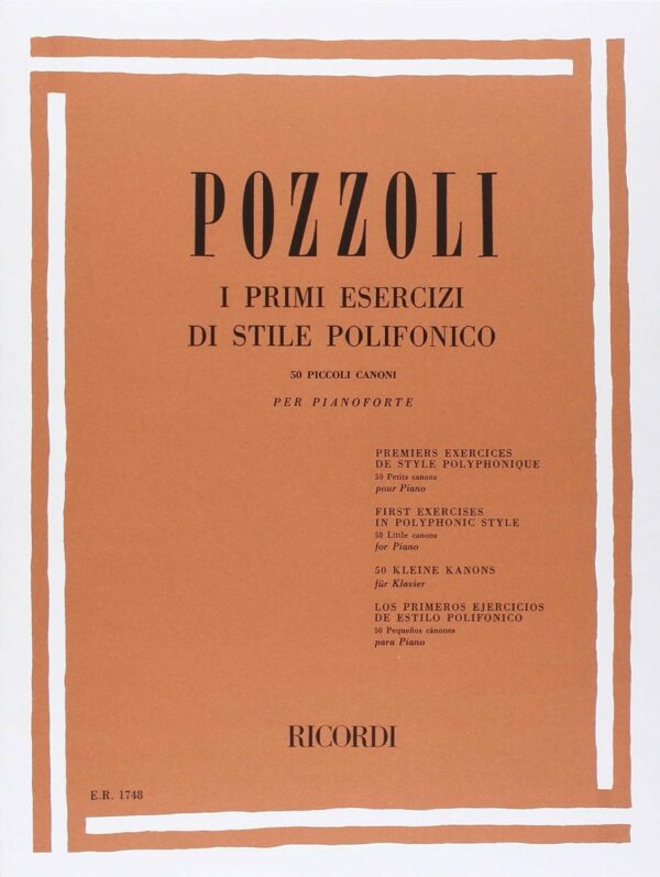 POZZOLI I PRIMI ESERCIZI DI STILE POLIFONICO PER PIANOFORTE EDIZIONI RICORDI