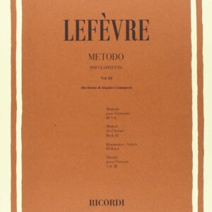 LEFEVRE METODO PER CLARINETTO VOL.3  LIBRO EDIZIONI RICORDI