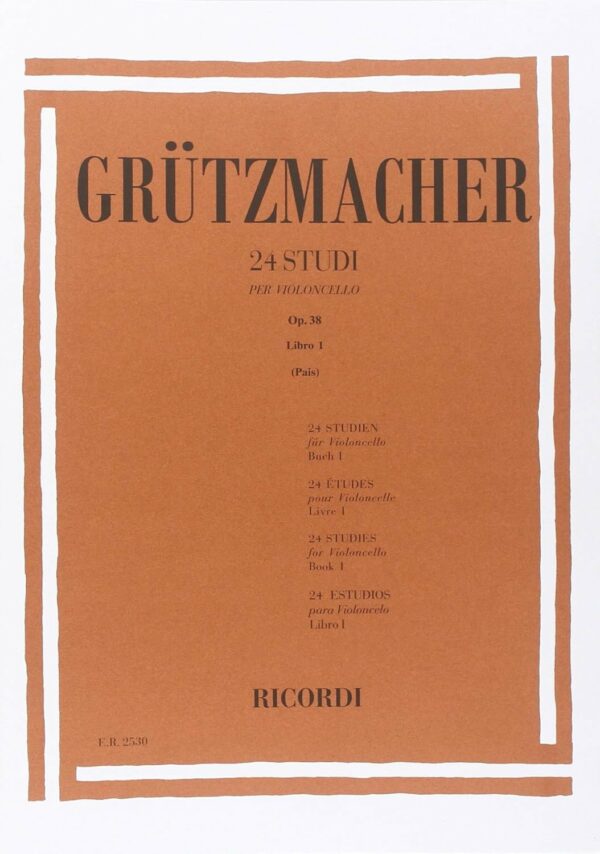 GRUTZMACHER 24 STUDI OP.38 LIBRO 1 VIOLONCELLO LIBRO METODO EDIZIONI RICORDI
