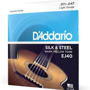 D’ADDARIO EJ40 MUTA CORDE CHITARRA ACUSTICA SILK AND STEEL FOLK  011-047 EJ-40