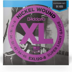 D’ADDARIO EXL120-8 ELECTRIC GUITAR STRINGS 8 STRINGS SET  09-65