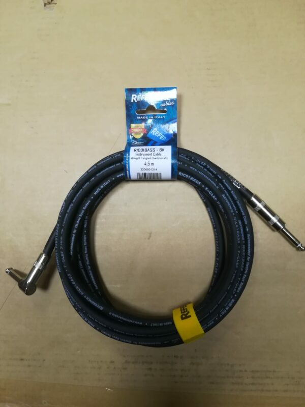 Reference RIC01BASS Black Instrument Cable Jack Jack (Angled) - 4,5 m