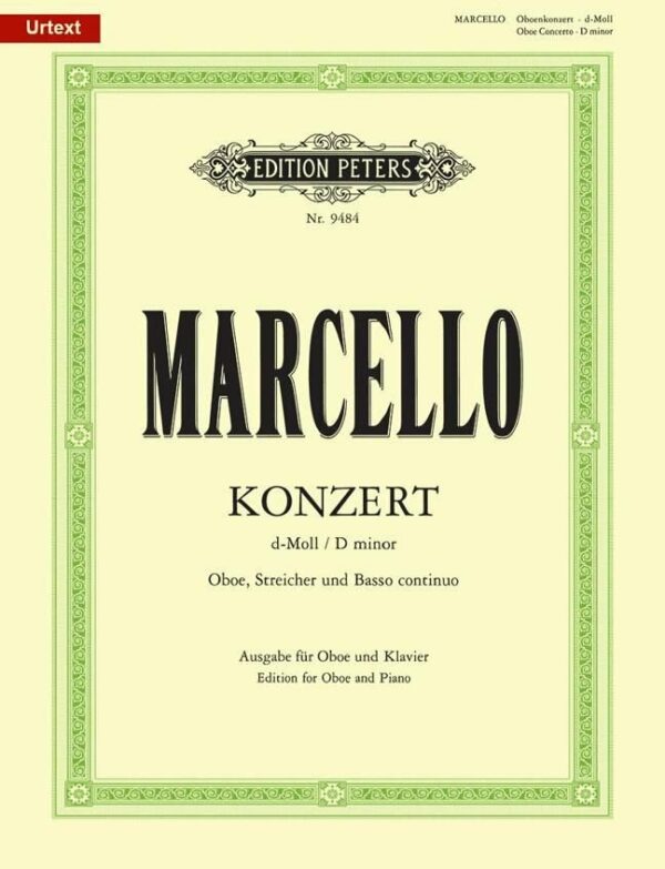 MARCELLO KONZERT D-MOLL D MINOR OBOE BASSO CONTINUO LIBRO METODO EDIZIONI PETERS