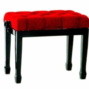 EUROLEGNO P08 PANCA IN LEGNO PER PIANOFORTE REGOLABILE  NERO LUCIDO VELLUTO ROSSO MADE IN ITALY