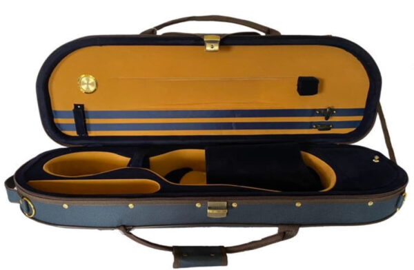 FAREAST C4/4-6-9.2- BLU ASTUCCIO PER VIOLINO RETTANGOLARE CON TASCA E IGROMETRO