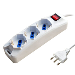 KARMA CC9577 CIABATTA PROLUNGA PRESA ELETTRICA MULTIPRESA BIANCA CON 3 INGRESSI E INTERRUTTORE