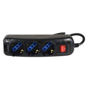 KARMA CC9577B CIABATTA PROLUNGA PRESA ELETTRICA MULTIPRESA NERA CON 3 INGRESSI E INTERRUTTORE