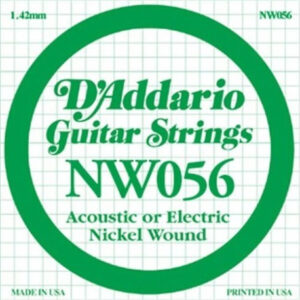 D’ADDARIO NW056 NICKEL WOUND CORDA SINGOLA PER CHITARRA ELETTRICA ACUSTICA