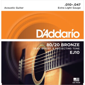 D’ADDARIO EJ10 MUTA CORDE PER CHITARRA ACUSTICA EXTRA LIGHT BRONZE REAL WOUND 010-047