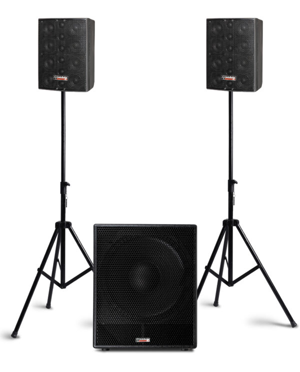 AUDIODESIGN TRIO F1 SISTEMA AUDIO AMPLIFICATO SUNWOOFER 15" + 8x2,75” + Tweeter: 6x1”