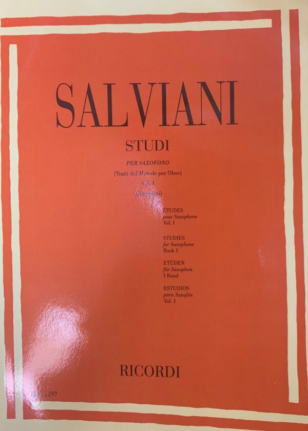 SALVIANI STUDI PER SAX SASSOFONO VOL.1 , I   LIBRO METODO EDIZIONI RICORDI