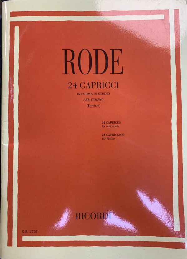 RODE 24 CAPRICCI IN FORMA DI STUDIO PER VIOLINO LIBRO METODO EDIZIONI RICORDI