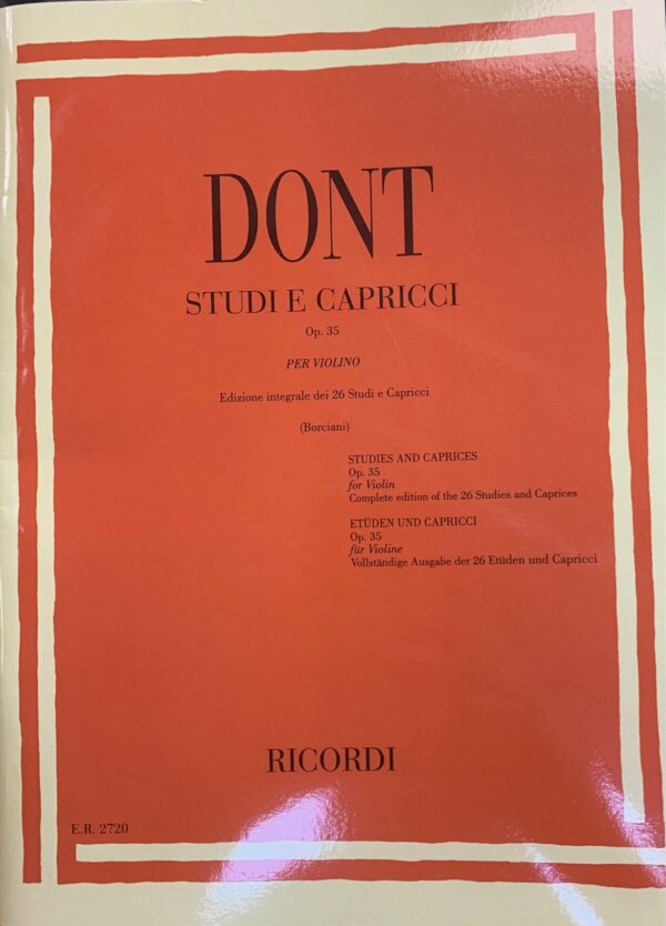 DONT STUDI E CAPRICCI OP.35 PER VIOLINO LIBRO METODO EDIZIONI RICORDI