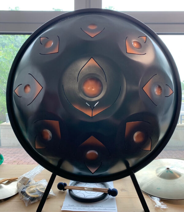 GENERAL CASTER D53 HAND PAN STRUMENTO A PERCUSSIONE 9 NOTE IN RE MINORE CON BATTENTI D-53