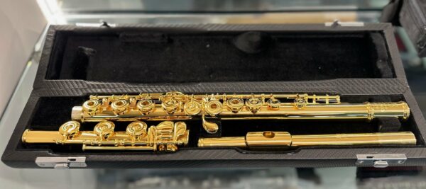 BERNHARD HAMMIG FLAUTO TRAVERSO DORATO DISCENDENTE AL SI FORI APERTI B1278D EX-DEMO