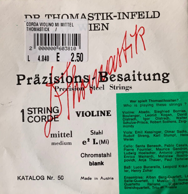 THOMASTIK INFELD MITTEL CORDA MI PER VIOLINO E